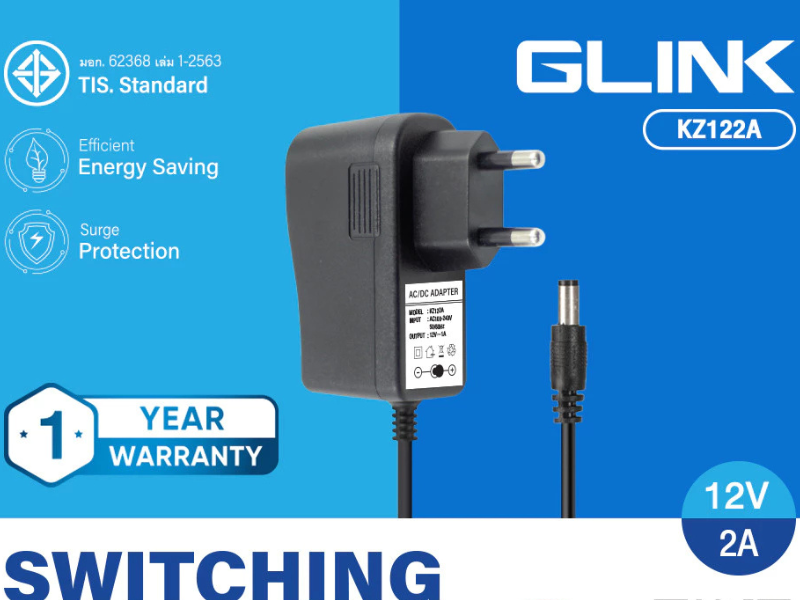 GLINK SWITCHING ADAPTER CCTV 12V 2A Jack OD5.5*ID2.5*H11mm.มี มอก.
