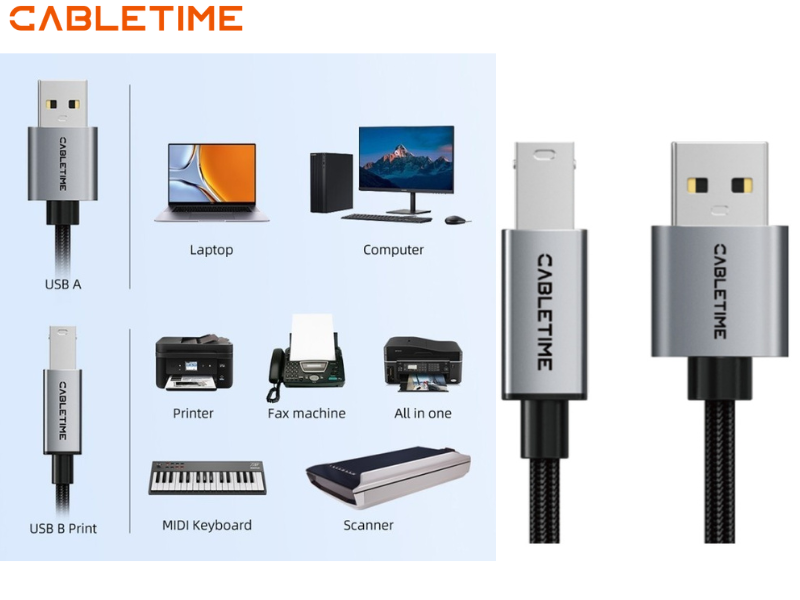 CableTime USB2.0 Printer Cable AM-BM สายยาว 1.5เมตร CableTime USB2.0 Printer Cable AM-BM สายยาว 1.5เมตร