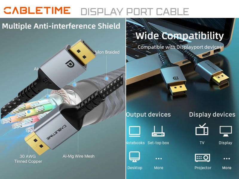 CABLETIME DISPLAY PORT V1.4 8K@60Hz. 4K@120Hz. 2.0M