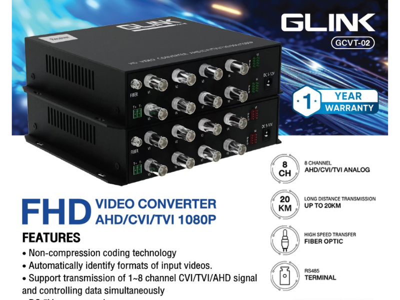 GCVT-02 GLINK FIBER VIDEO MEDIA CONVERTER 8CH GCVT-02 GLINK FIBER VIDEO MEDIA CONVERTER 8CH