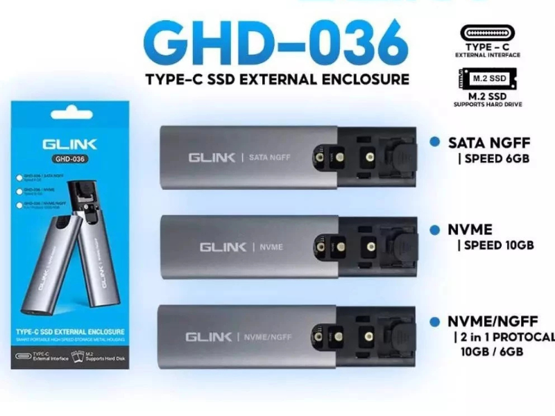 GLINK กล่องใส่ SSD EXTERNAL TYPE-C GLINK รุ่นGHD 036- SATA NGF