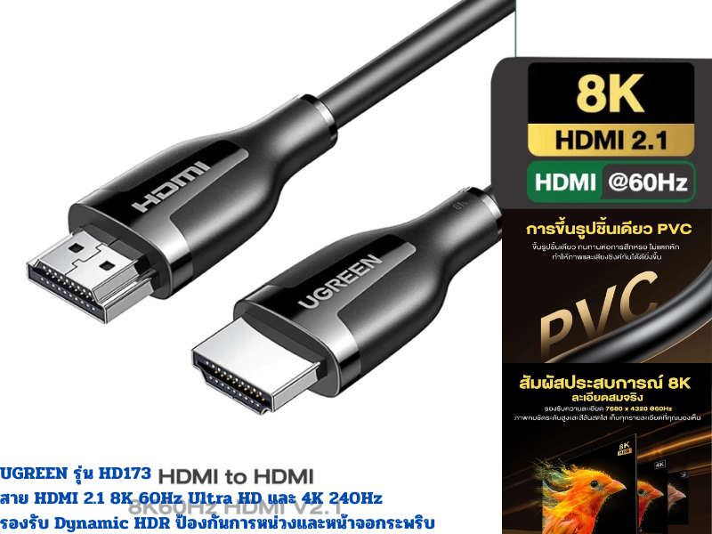 UGREEN สาย HDMI  V2.1 8K@60Hz 4K@240Hz Ultra HD สายยาว 5เมตร