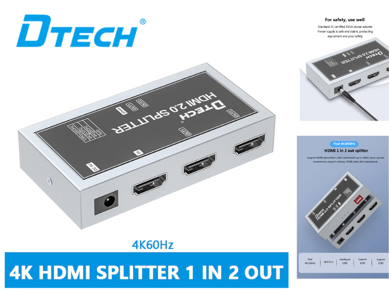 DTECH รุ่น DT-7212 ตัวแยก HDMI 1x2 HD 3840*2160p@60hz HDR DEID 2.0 4K HDMI DTECH รุ่น DT-7212 ตัวแยก HDMI 1x2 HD 3840*2160p@60hz HDR DEID 2.0 4K HDMI