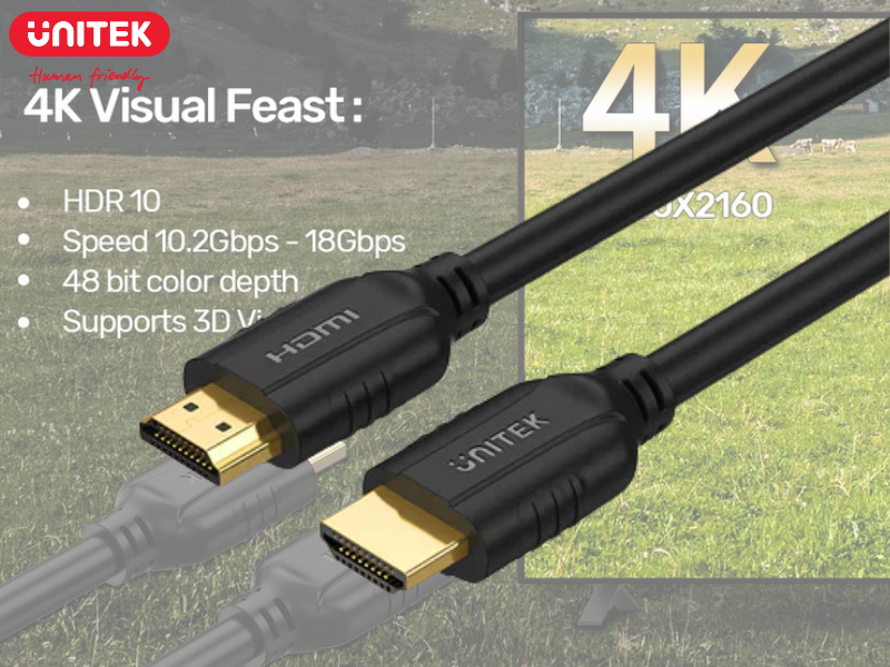 UNITEK 4K@60Hz HDMI Cable features 30AWG to 24AWG  2.0M