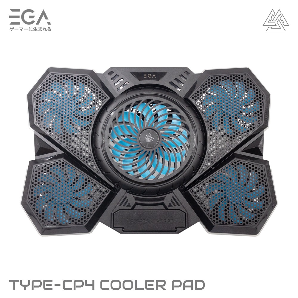 EGA พัดลมรองระบายความร้อนโน๊ตบุ๊ค ไฟ RGB พัดลม 5 ตัวปรับระดับได้ ขนาด 9-17 นิ้ว