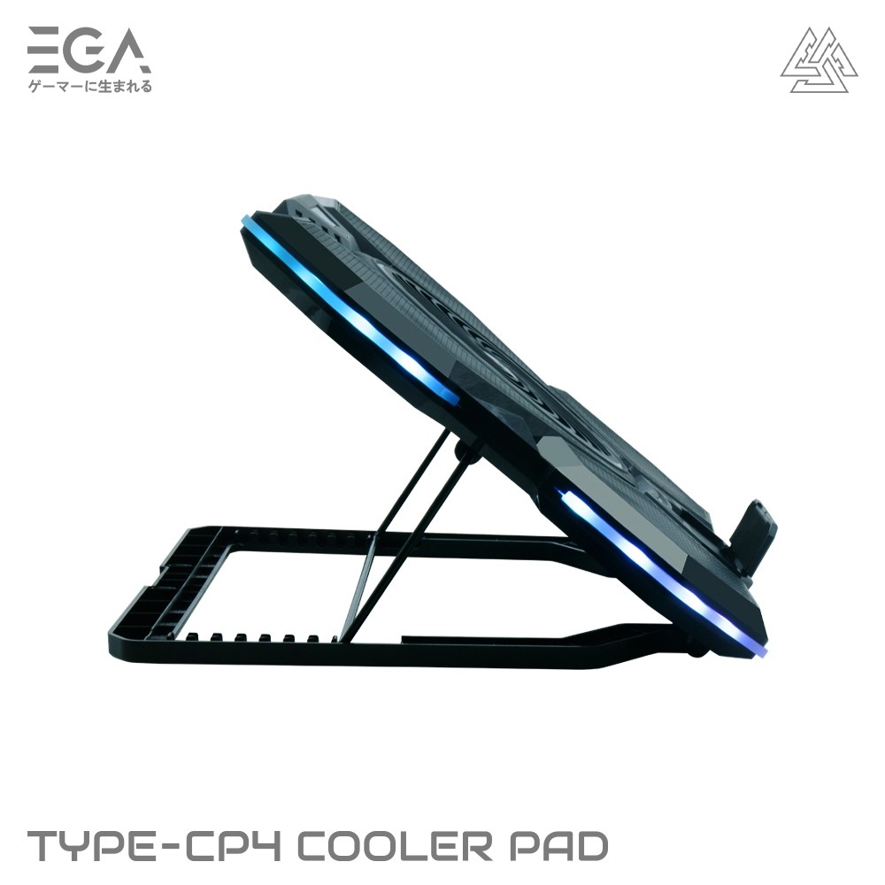 EGA พัดลมรองระบายความร้อนโน๊ตบุ๊ค ไฟ RGB พัดลม 5 ตัวปรับระดับได้ ขนาด 9-17 นิ้ว