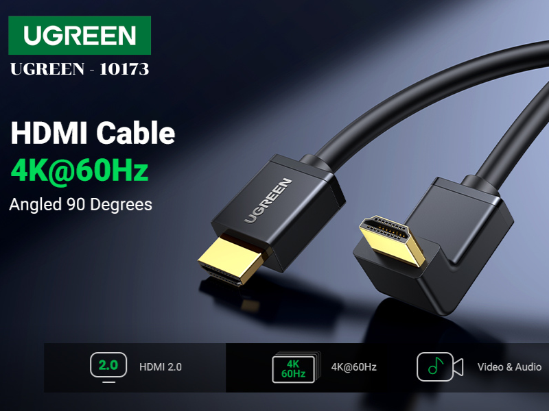 UGREEN HDMI V2.0 4K CABLE สายยาว 2เมตร หัวงอ90องศา