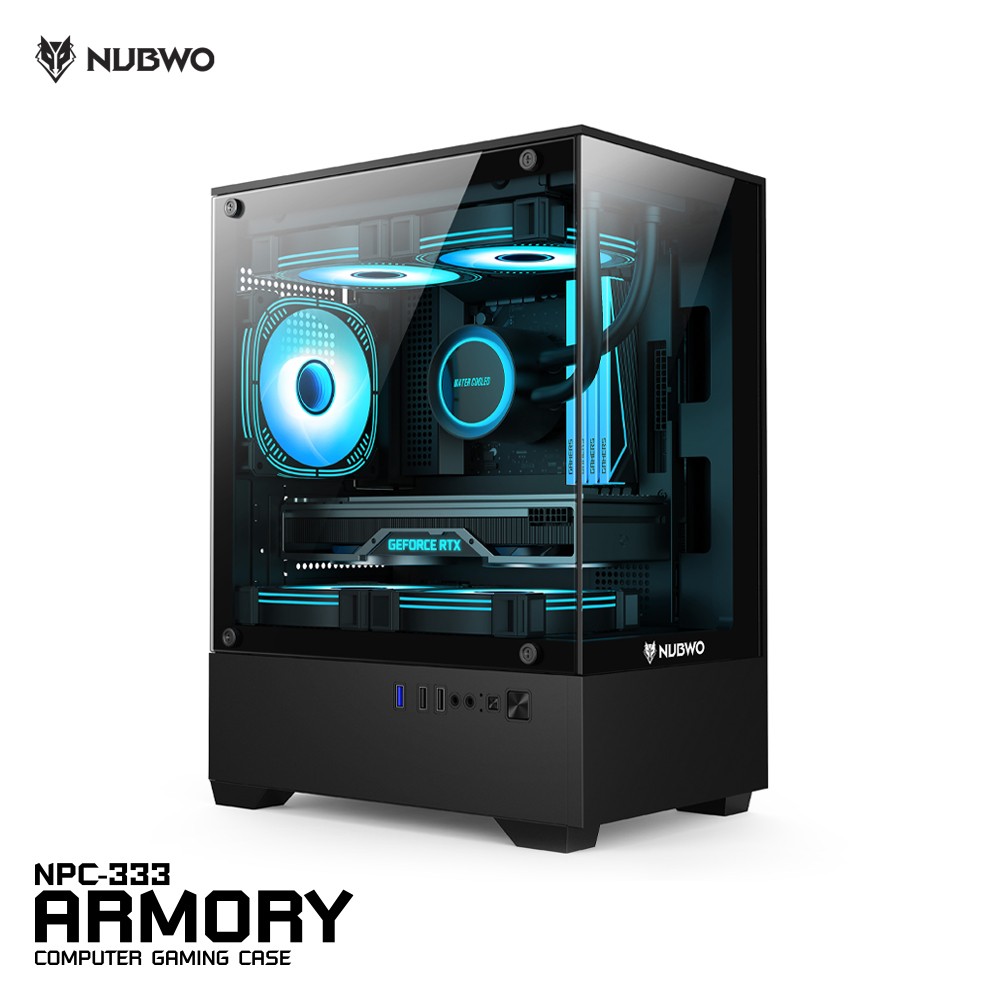 NUBWO ARMORY CASE M-ATX ฝาข้างกระจกนิรภัยใสพิเศษ แข็งแรง ระบายความร้อนดี