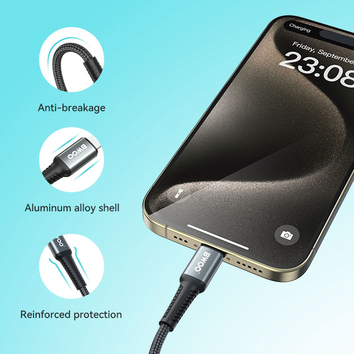 BWOO สายชาร์จมือถือ USB-C TO USB-C PD 60W Nylon 3.0M