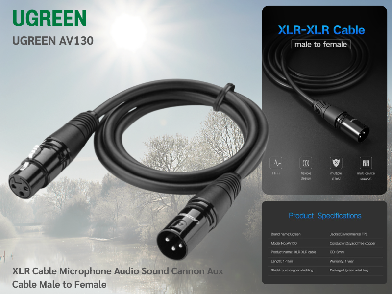 UGREEN CABLE XLR Model AV130 Mail TO Femail 1M สายต่อไมโครโฟน