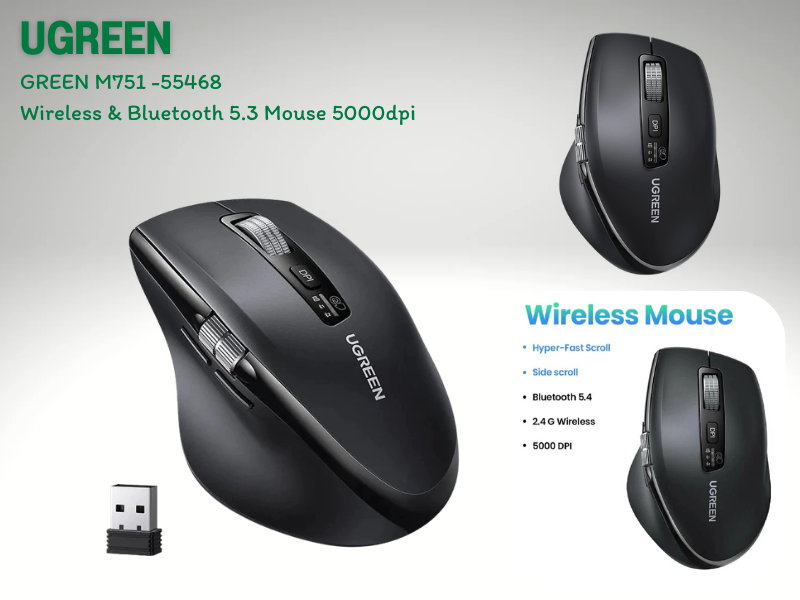 UGREEN  M751 Wireless & Bluetooch 5.3 Mouse เม้าส์ไร้สาย