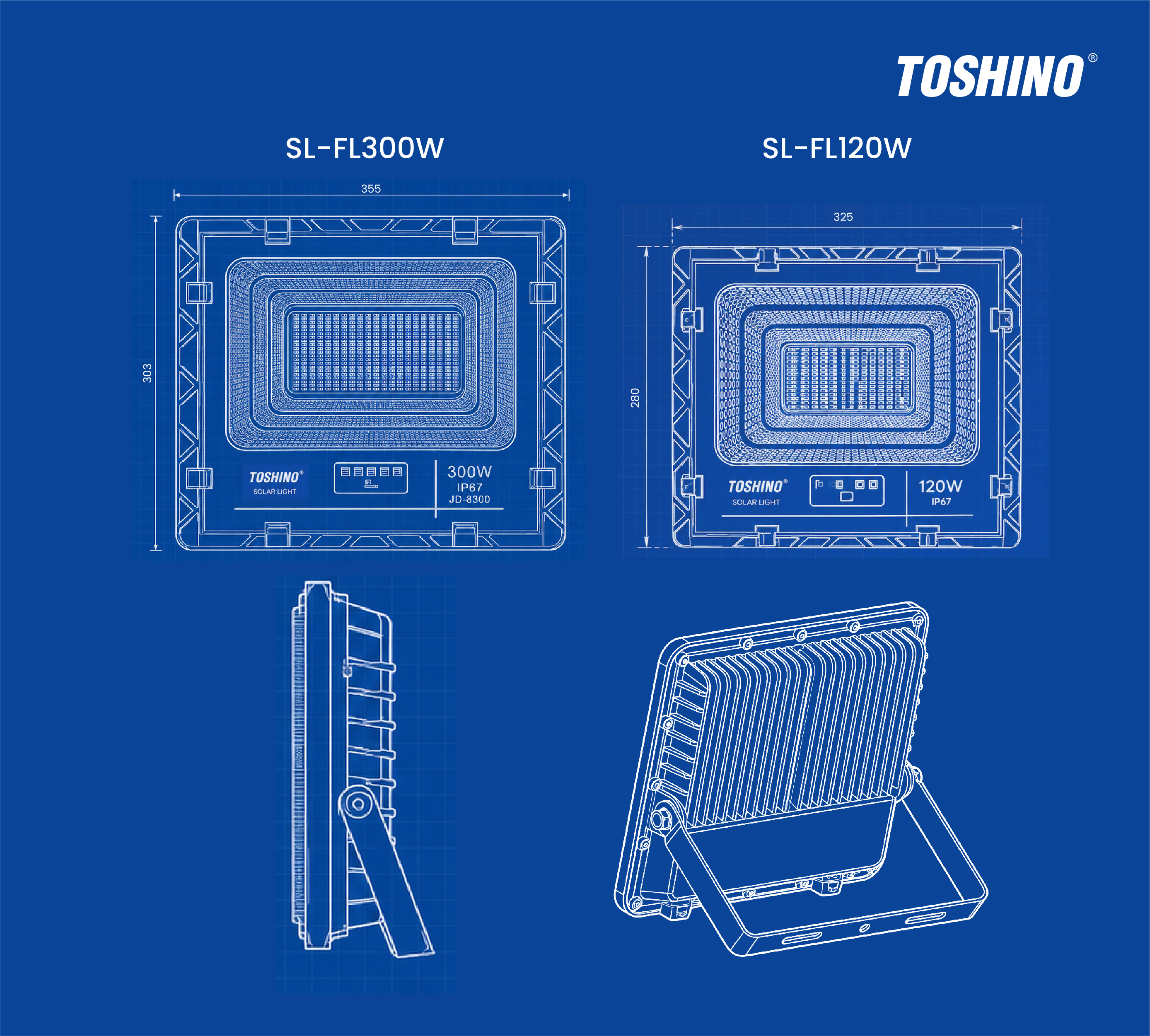 TOSHINO รุ่น SL-FL120W ไฟโซล่าเซลล์สำหรับพื้นที่ขนาดกลาง 120W