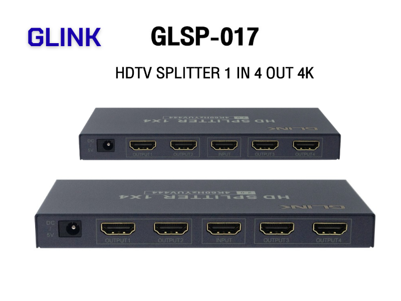 GLINK กล่องแยกจอ HDMI V2.0 Splitter 4K 60Hz. HDCP2.0 4Port