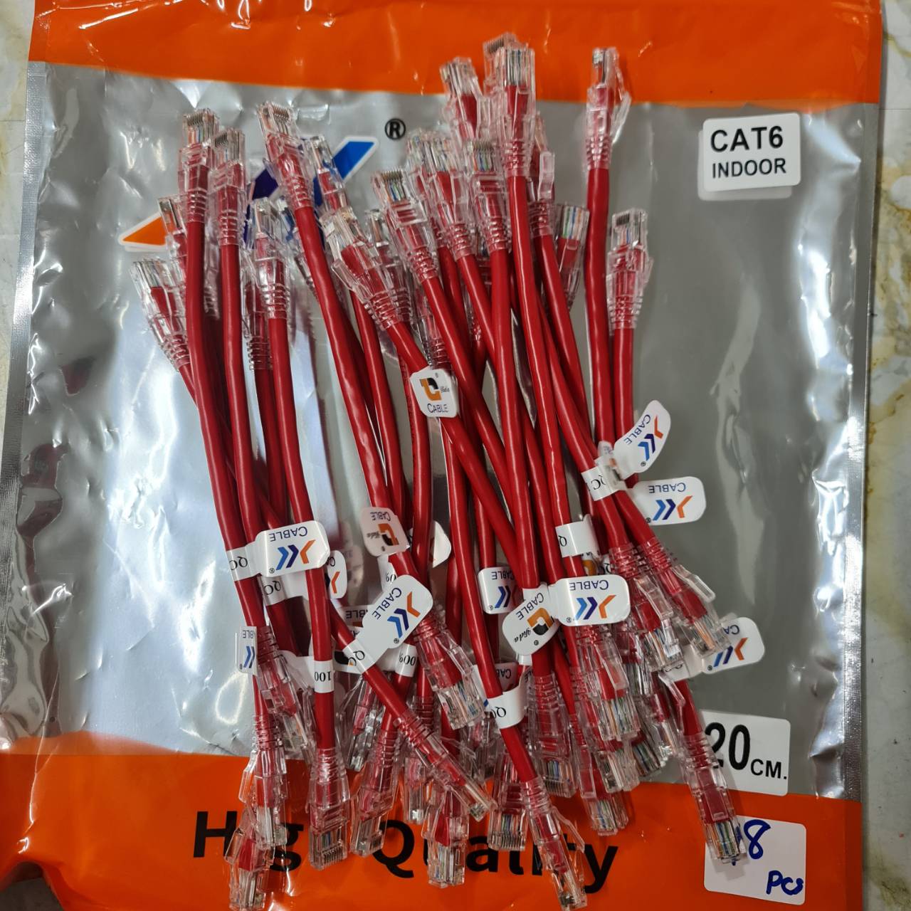 สาย LAN CAT6 Brand XLL สายสัญญาณเครือข่ายคุณภาพสูง ยาว 15ซม.