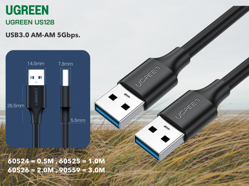 UGREEN US128 USB V3.0 AM-AM Datalink Cable สายยาว 2.0เมตร