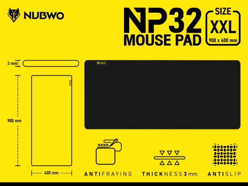 NUBWO แผ่นรองเมาส์กันน้ำพื้นผิวเรียบลื่นไซด์XXL 400x900mm.
