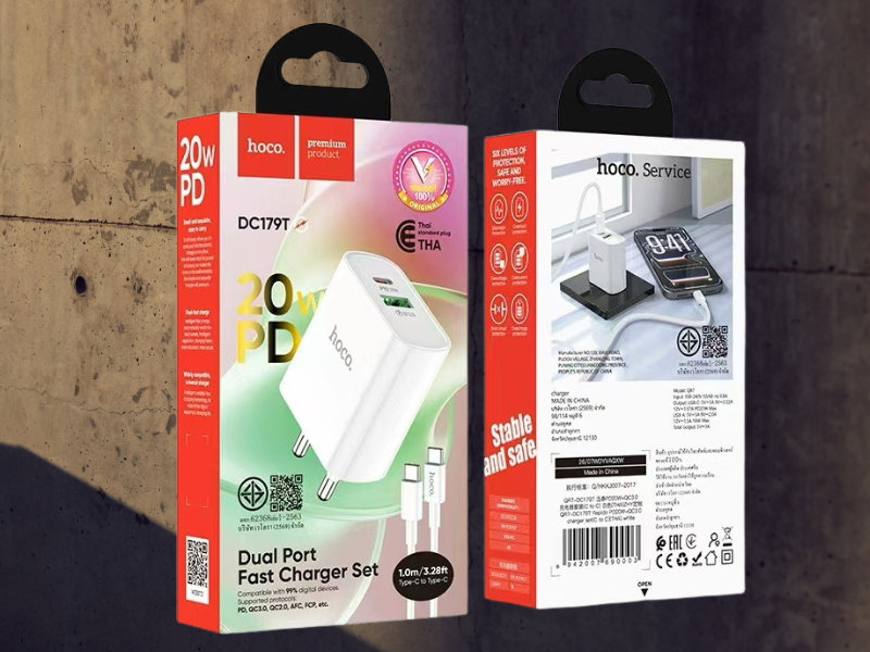 ชุดชาร์จมือถือ HOCO Model.DC179T Adapter 20W + สายชาร์จ 1เมตร