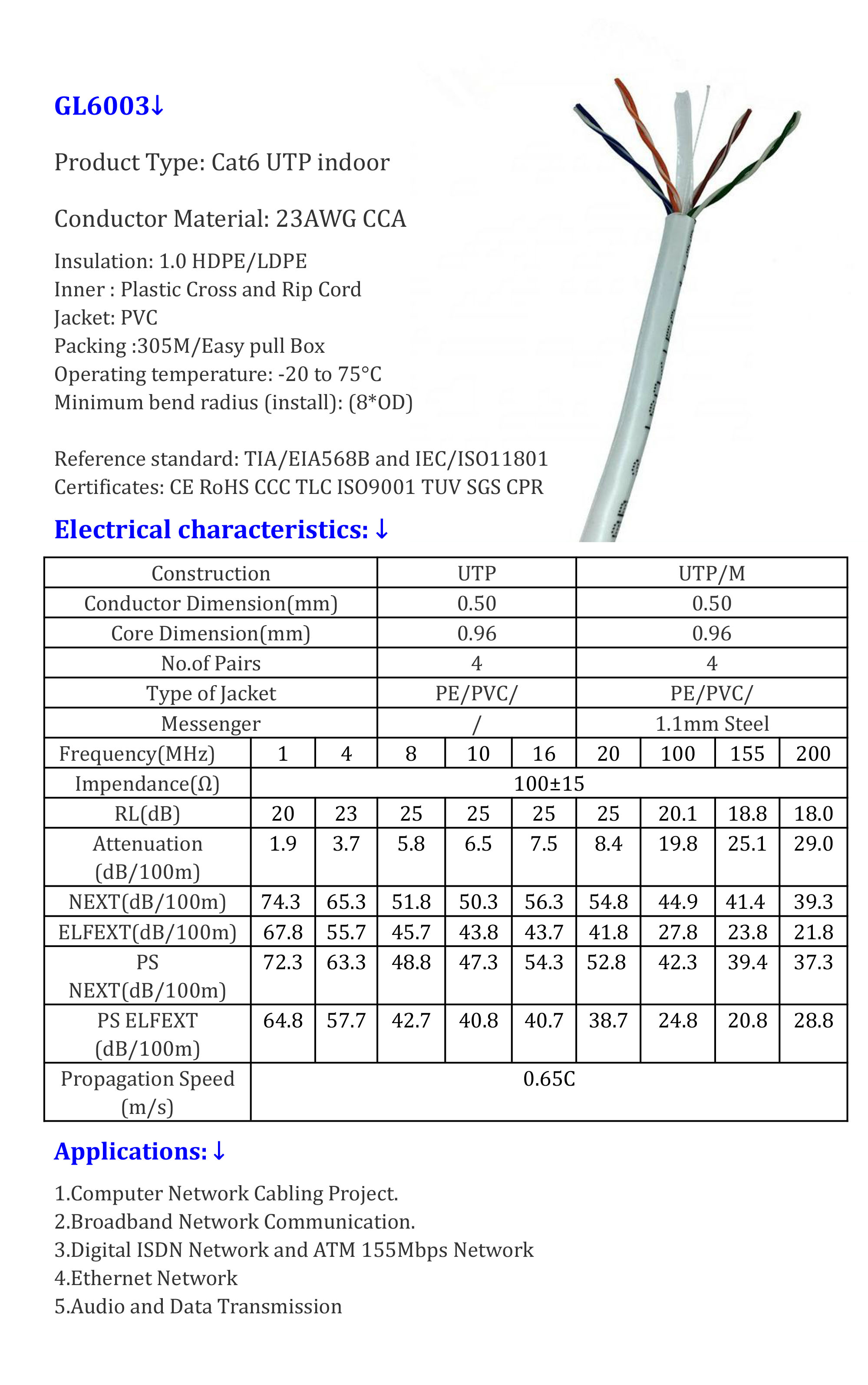 สายแลน CAT6 ภายใน