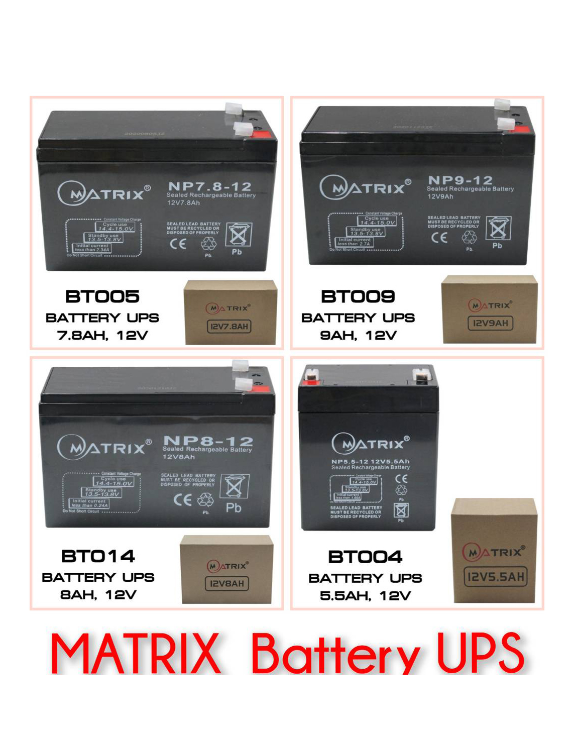 แบตเตอรี่ UPS MATRIX 12V 9AH