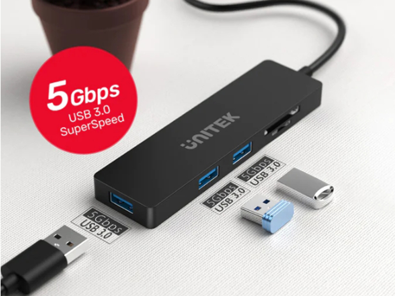 UNITEK USB HUB+CARD READER