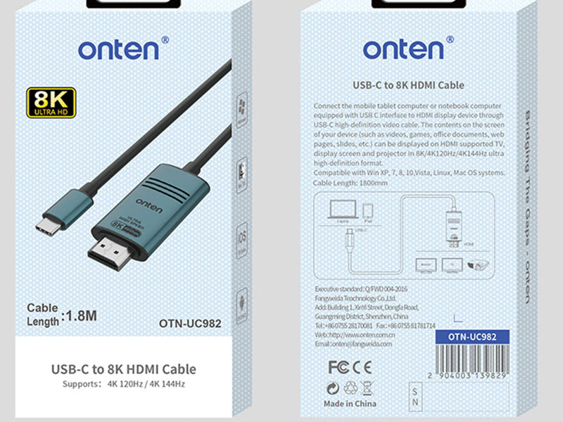 ONTEN CABLE USB TYPE-C TO HDMI 8K