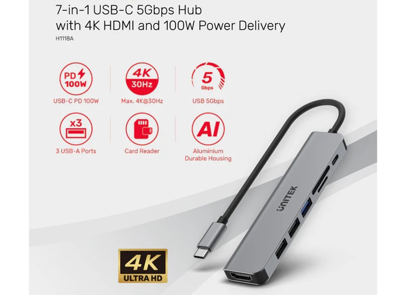 UNITEK USB TYPE-C 7-IN-1