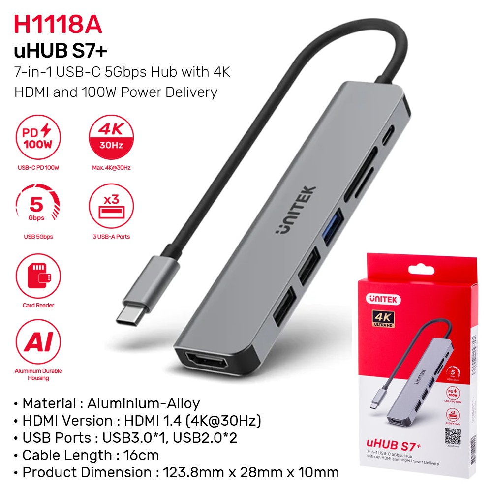 UNITEK USB TYPE-C 7-IN-1