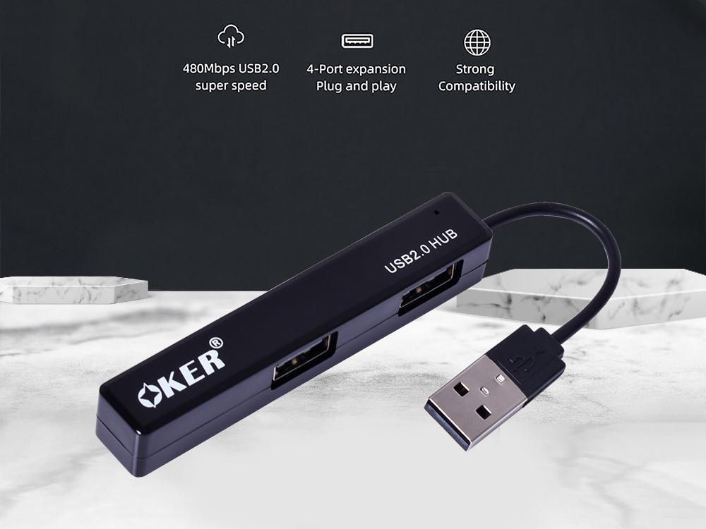 OKER USB2.0 HUB 4port สีดำ