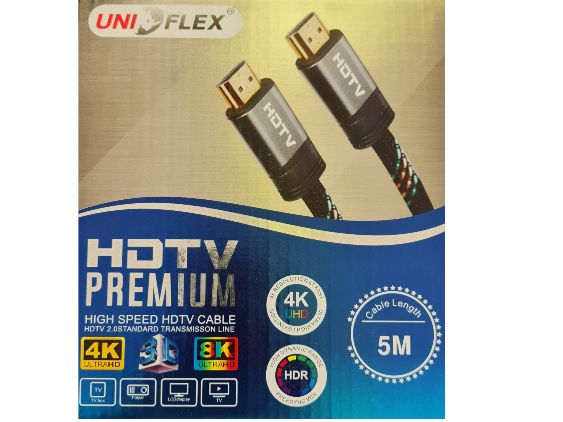 UNIFLEX HDMI V2.0 4K 8K ULTRA HD สายยาว 5เมตร UNIFLEX HDMI V2.0 4K 8K ULTRA HD สายยาว 5เมตร
