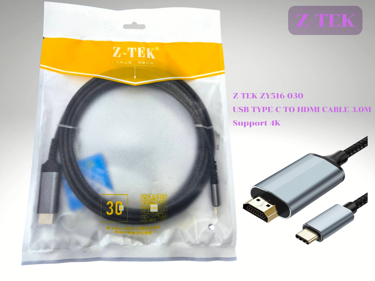 Z-TEK USB TYPE-C TO HDMI CABLE สายยาว 3เมตร 4K