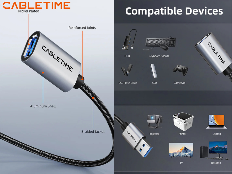 CableTime USB3.0 EXTENSION CABLE AM-AF สายยาว 3.0เมตร