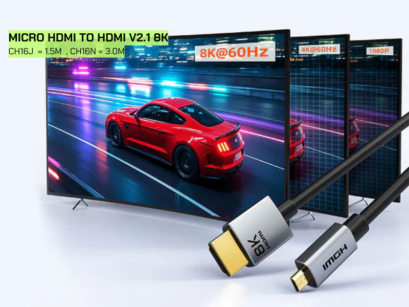 CableTime 8K@60Hz Micro HDMI ไปยัง HDMI Cable Bi-Direction 3.0M CableTime 8K@60Hz Micro HDMI ไปยัง HDMI Cable Bi-Direction 3.0M