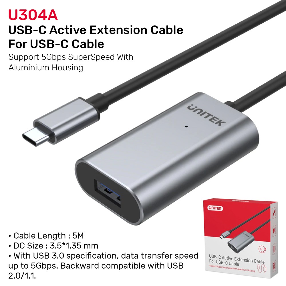 UNITEK USB-C Active Extension Cable support 5Gbps 5.0M UNITEK USB-C Active Extension Cable support 5Gbps 5.0M