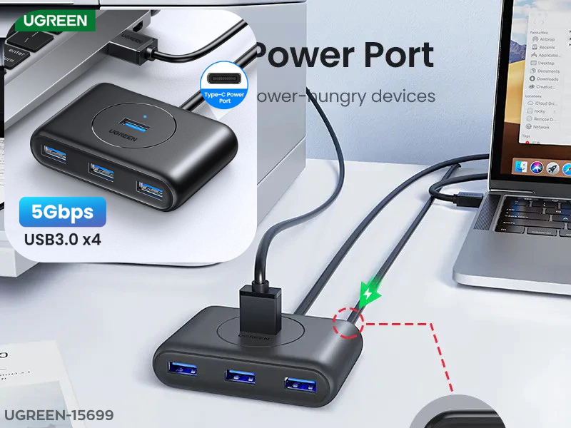 UGREEN USB3.0/USB3.2 Gen1 HUB 4port สายยาว 2เมตร UGREEN USB3.0/USB3.2 Gen1 HUB 4port สายยาว 2เมตร