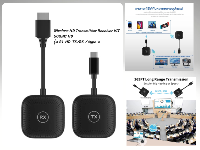 Wireless HD Transmitter Receiver kIT 50เมตร