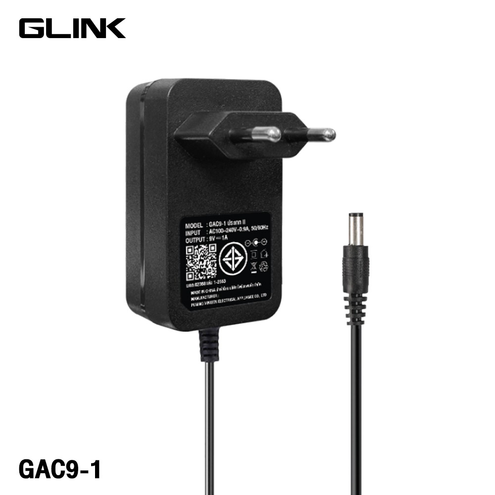 Glink อะแดปเตอร์กล้องวงจรปิด 9V 1A DC 5.5x2.1mm. รุ่น GAC9-1