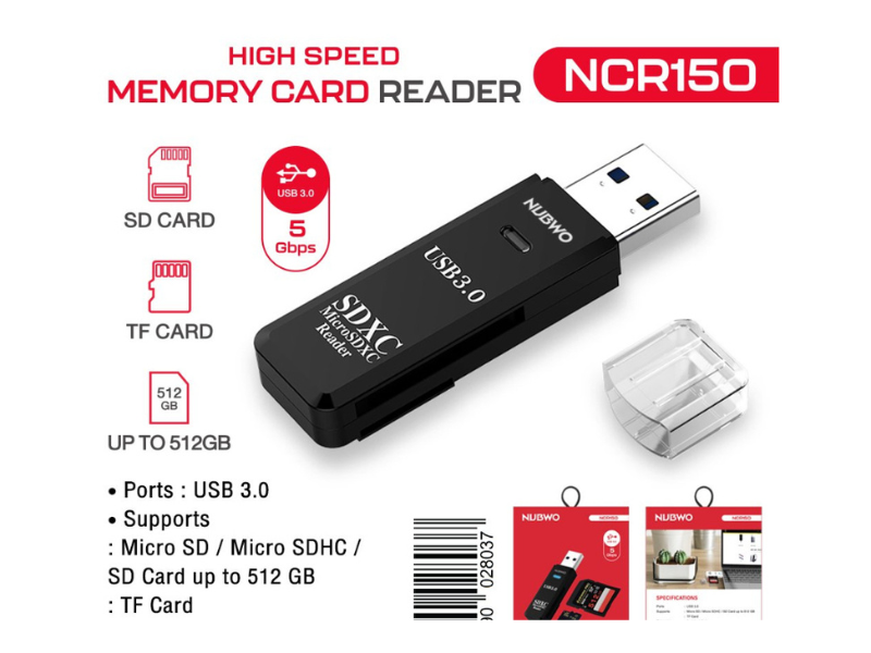 NUBWO USB CARD READER for SD ,CARD TF CATD สีขาว สีดำ