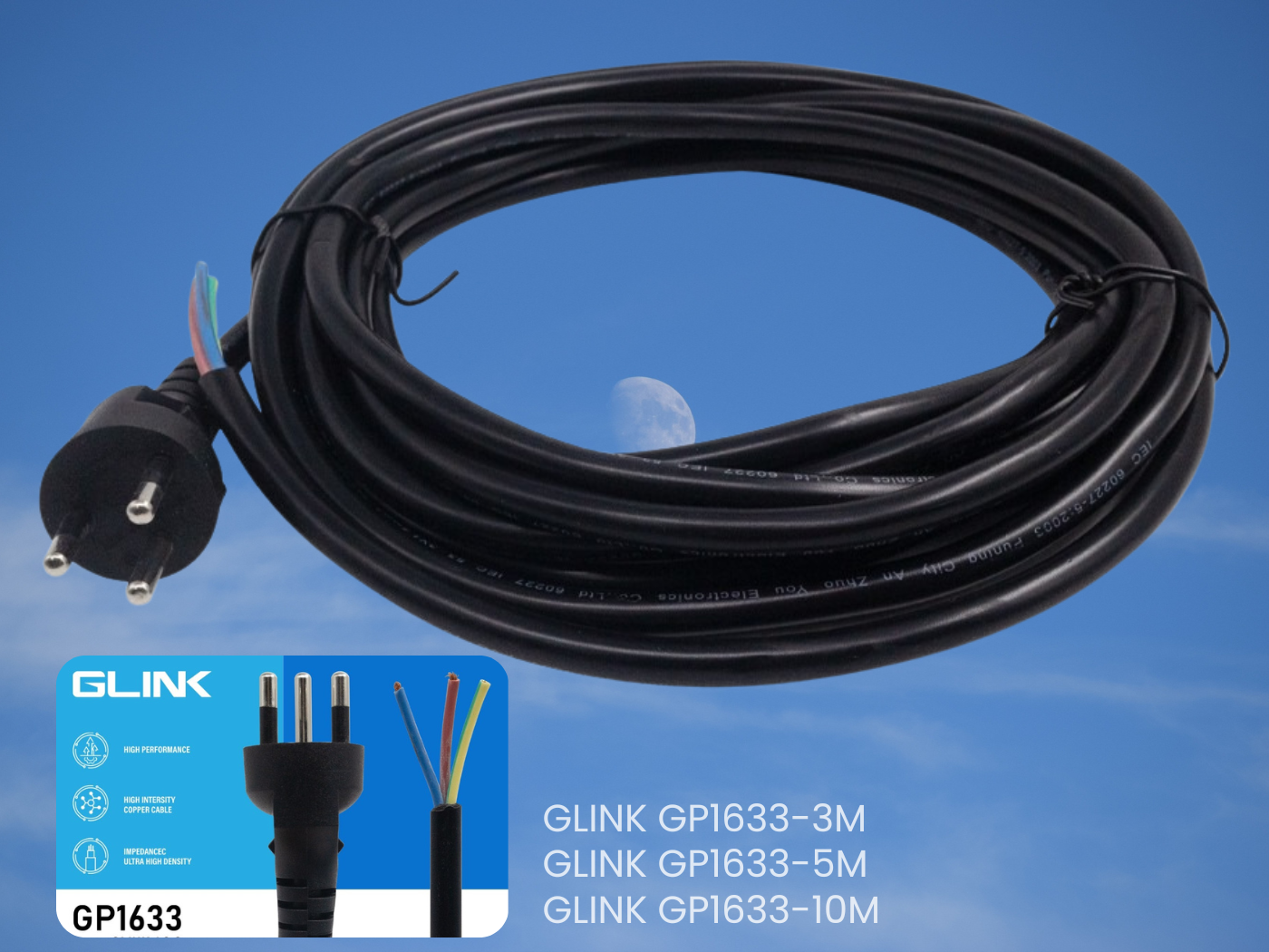 GLINK สายไฟ DIY AC POWER CORD WITH 3 PIN TIS PLUG 3.0M GLINK สายไฟ DIY AC POWER CORD WITH 3 PIN TIS PLUG 3.0M