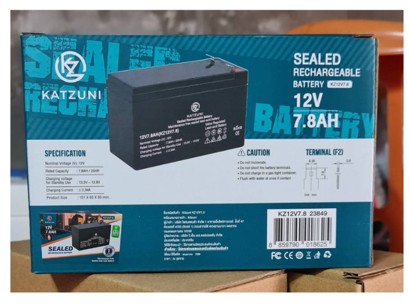 แบตเตอรี่ 12V 7.8AH KATZUNI รุ่น KZ12V7.8AH แบตเตอรี่ 12V 7.8AH KATZUNI รุ่น KZ12V7.8AH