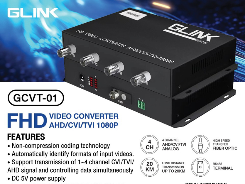 GLINK GCVT-01 CCTV FIBER OPRIC VIDEO CONVERTER 4CH GLINK GCVT-01 CCTV FIBER OPRIC VIDEO CONVERTER 4CH