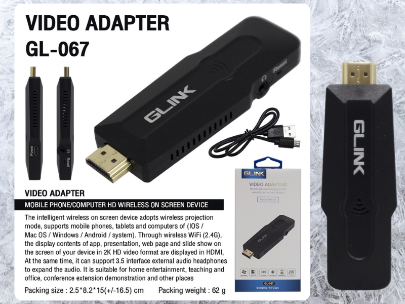 GLINK GL-067 Wireless ตัวแปลงเชื่อมทีวี รองรับ M1 Moniter สำหรับโทรศัพท์ Android Phone Pad to Tv GLINK GL-067 Wireless ตัวแปลงเชื่อมทีวี รองรับ M1 Moniter สำหรับโทรศัพท์ Android Phone Pad to Tv