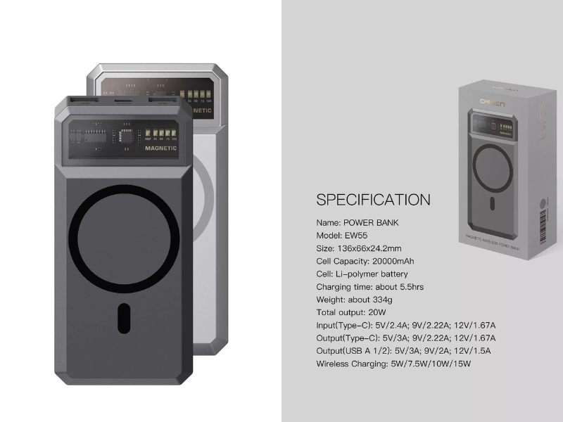 Eloop EW55 MagCharge Magnetic 20000mAh PD 20W Eloop EW55 MagCharge Magnetic 20000mAh PD 20W