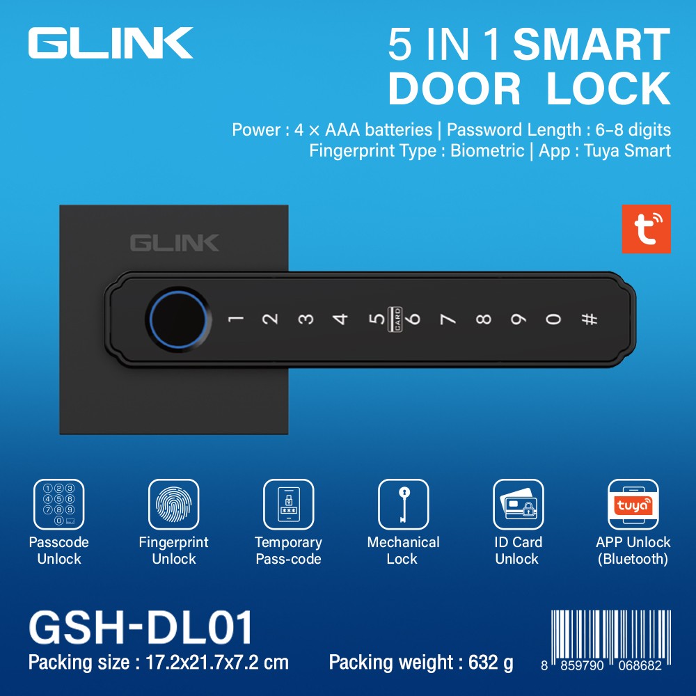 GLINK 5-IN-1 SMART DOOR LOCK กลอนล๊อคดิจิตอล