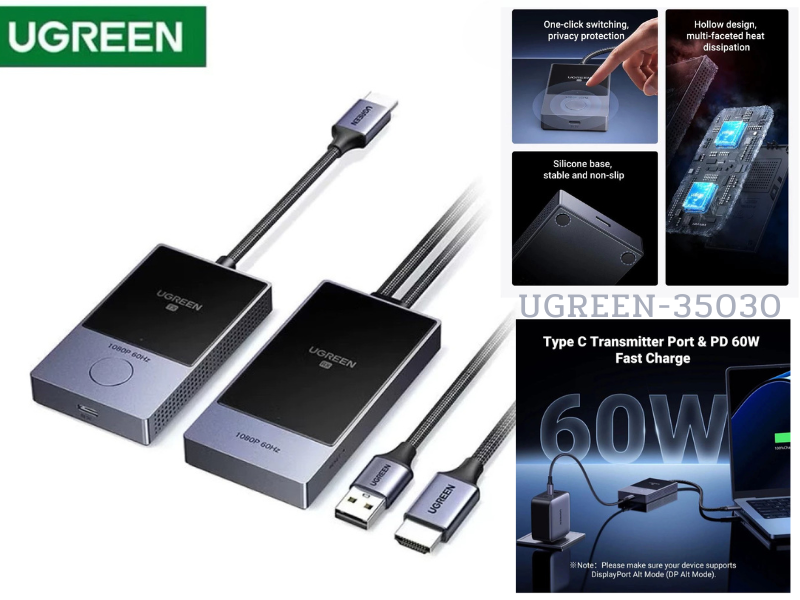 UGREEN HDMI WIRELESS ไร้สายได้ไกลถึง 30 เมตร รองรับความละเอียด Full HD 1080p/60Hz