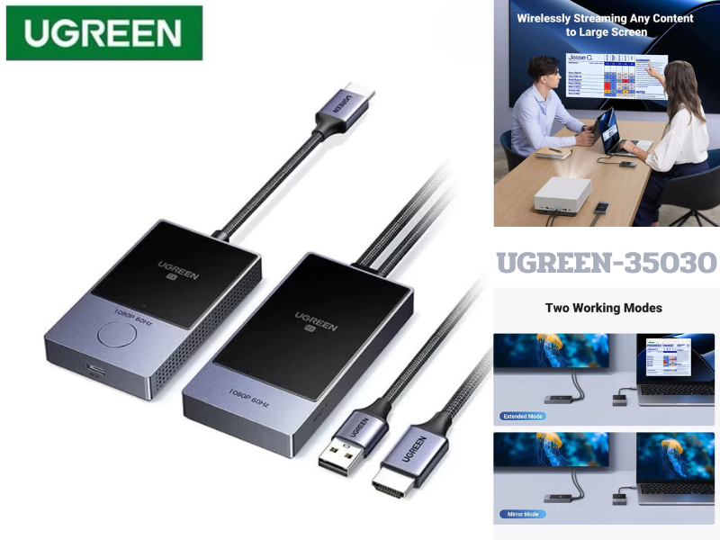 UGREEN HDMI WIRELESS ไร้สายได้ไกลถึง 30 เมตร รองรับความละเอียด Full HD 1080p/60Hz