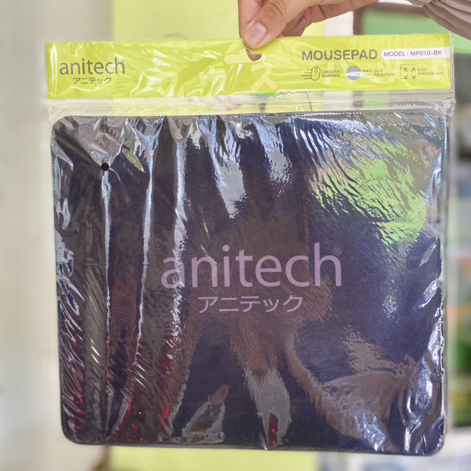 Anitech แผ่นรองเมาส์สีดำ รุ่น MP010-BK วัสดุ: ผ้า + ฐานยาง