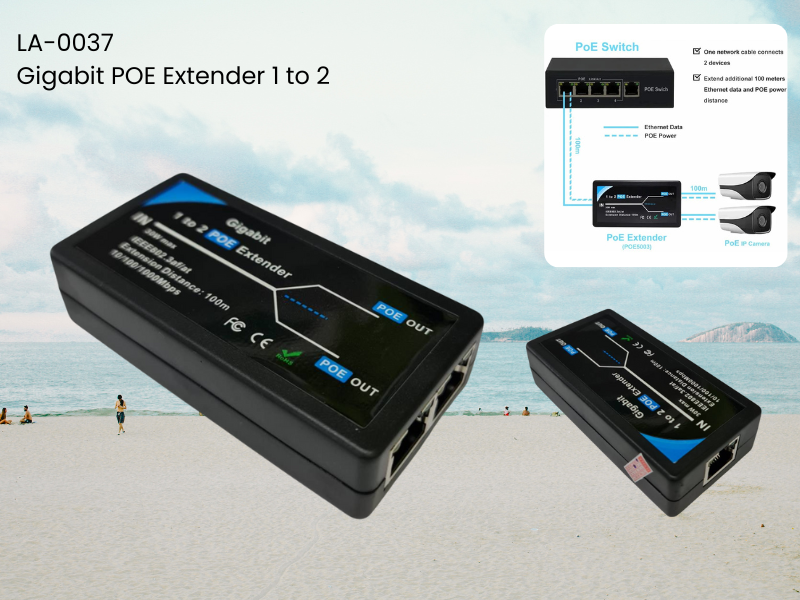 LA-0037 Gigabit POE Extender 1 to 2 30W Max ระยะ 100้มตร LA-0037 Gigabit POE Extender 1 to 2 30W Max ระยะ 100้มตร