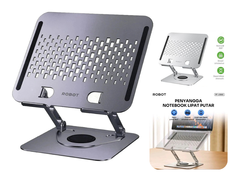 Laptop Stand ROBOT RT-LS06S Rotate 360° Liftable & Foldable Silver
