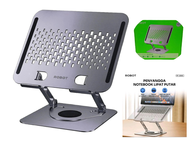 Laptop Stand ROBOT RT-LS06S Rotate 360° Liftable & Foldable Silver