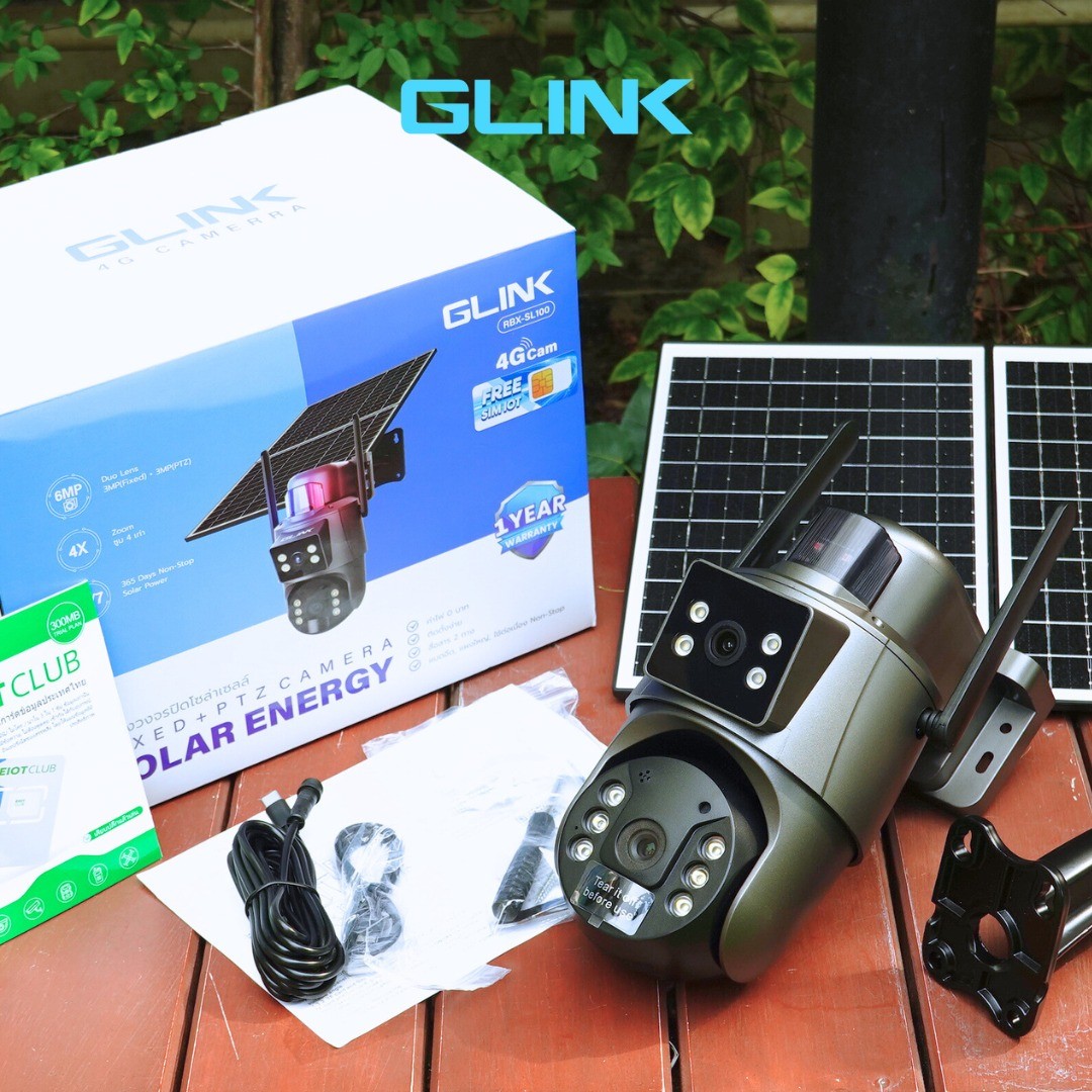 GLINK RBX-SL100 กล้องวงจรปิดโซล่าเซลล์ 4G ไร้สาย PTZ หมุนรอบ 360° Full HD